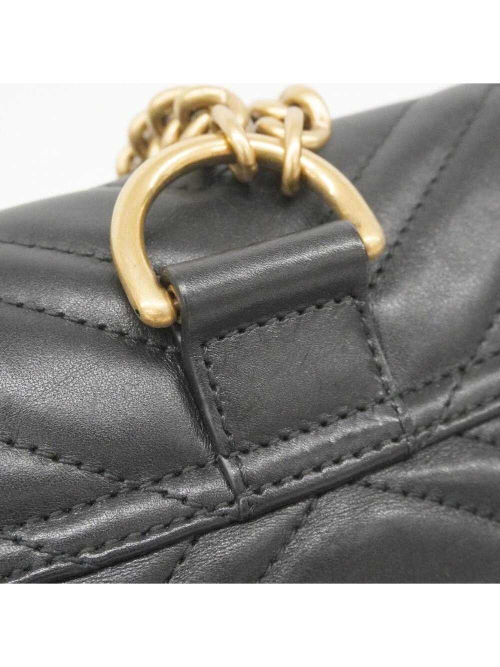 Gucci Backpack GG Marmont Leather Black Gold - Picture 10 of 10